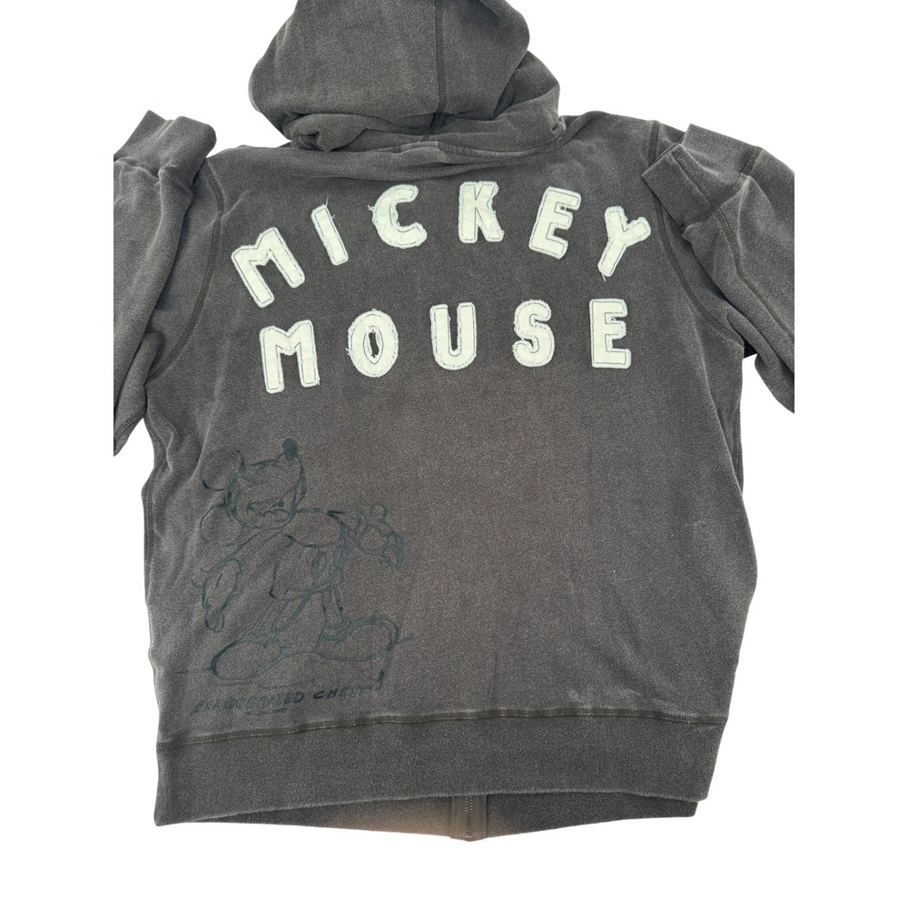 Disney Mickey Mouse Zip Up Hoodie Gray Charcoal Men's‎ Size L Graphic Print